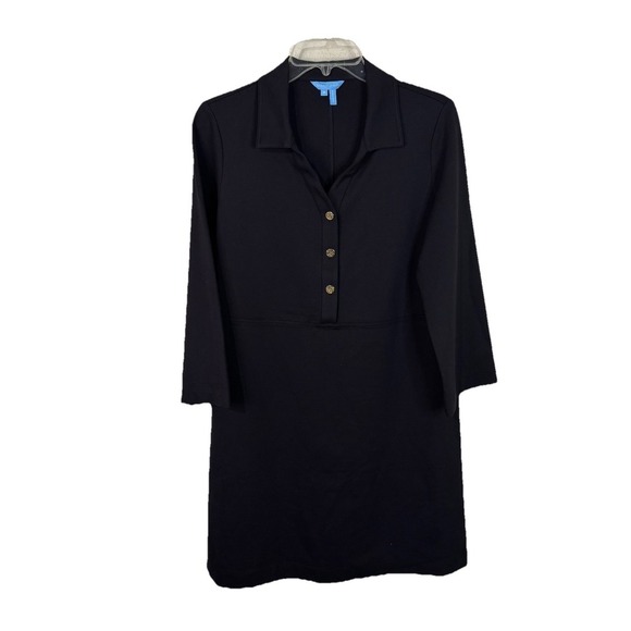 Draper James Dresses & Skirts - Draper James Lyla Dress‎ Black M Long Sleeve Ponte Pullover 3 Button Front